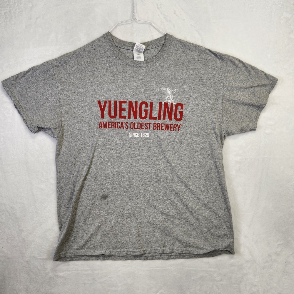 Yuengling T-Shirt XL Gray Gildan Heavy Cotton Brewery‎ Logo Tee Beer Promo